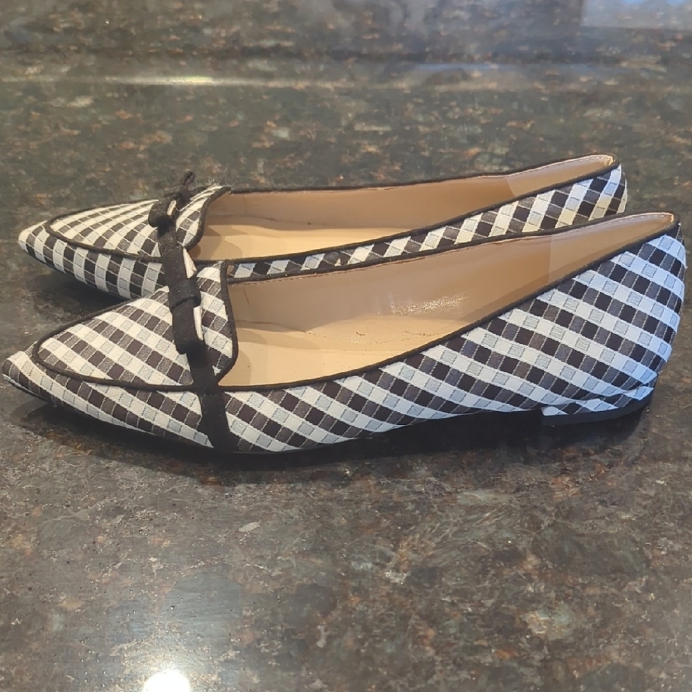 Ann Taylor Black and White Checkered Flats